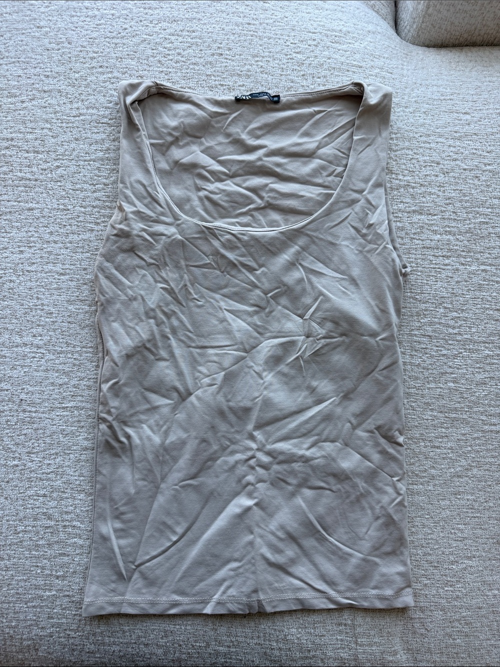 Zara Women's Scoop Neck Tank Top - Light Beige